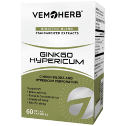 VEMOHERB Ginkgo Hypericum (ginkmedžio lapų ir jonažolės ekstraktai) - 60 kaps.