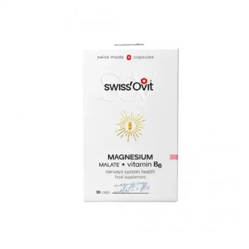 [1-2d.d.] SWISSOVIT Magnesium Malate + Vitamin B6 – 30 kaps.