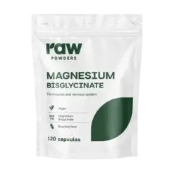[1-2d.d.] RAW POWDERS Magnio Bisglicinatas 500mg - 120 kaps.